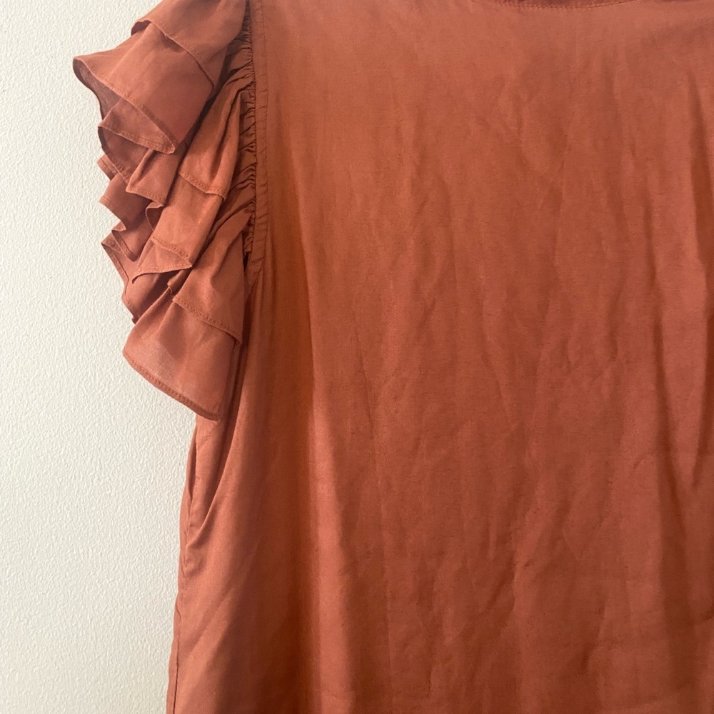 MWT Maria Stanley Elegant Ruffled Orange Dress size 0 - Picture 14 of 16